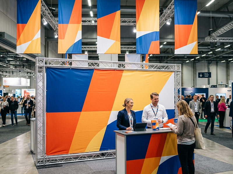 vepa och backdrop för att få uppmärksamhet på mässor och event